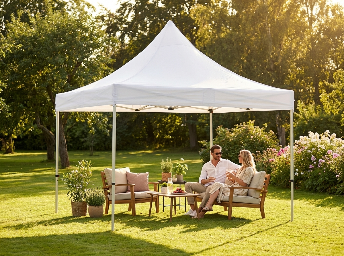 White pop-up gazebo with aluminium frame for outdoor events - view 3