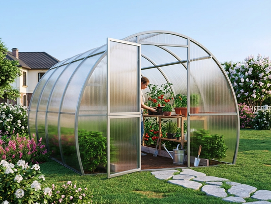 Polycarbonate Greenhouse in Silver with Galvanised Steel - product detail