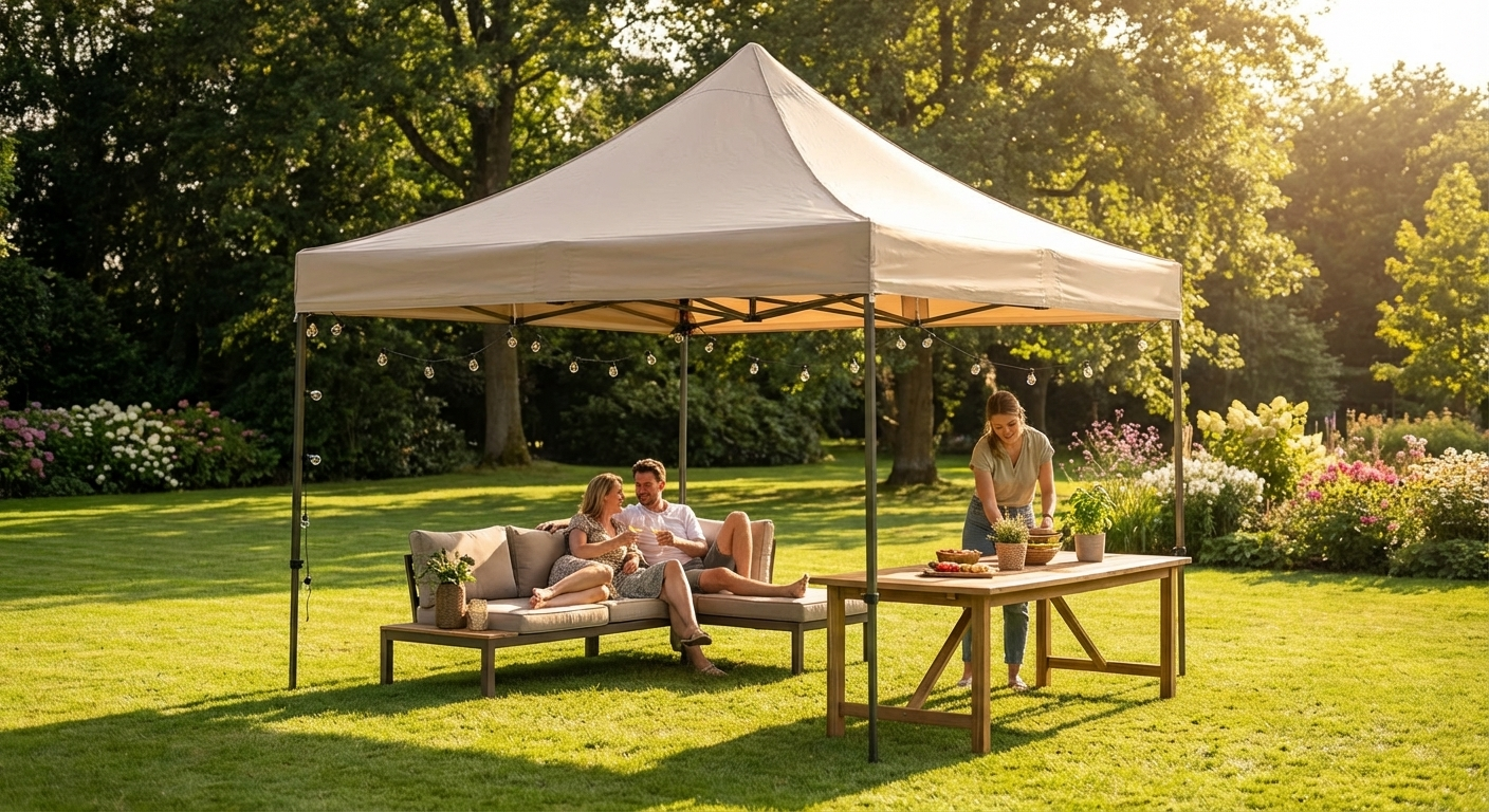 Pop up gazebo with aluminium frame in latte colour for outdoor use - view 3