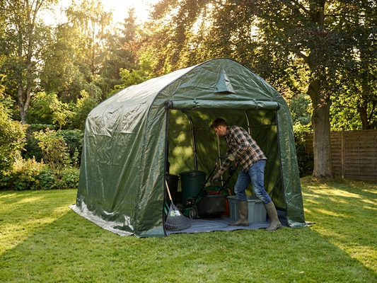 Green and grey storage tent, 2x3x2m, for outdoor use - product detail