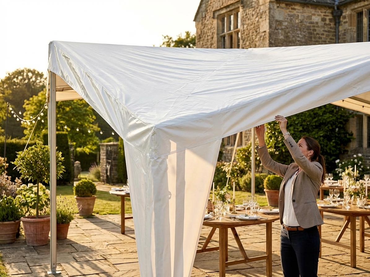 PVC Roof Cover End Section 7x2m White - view 3