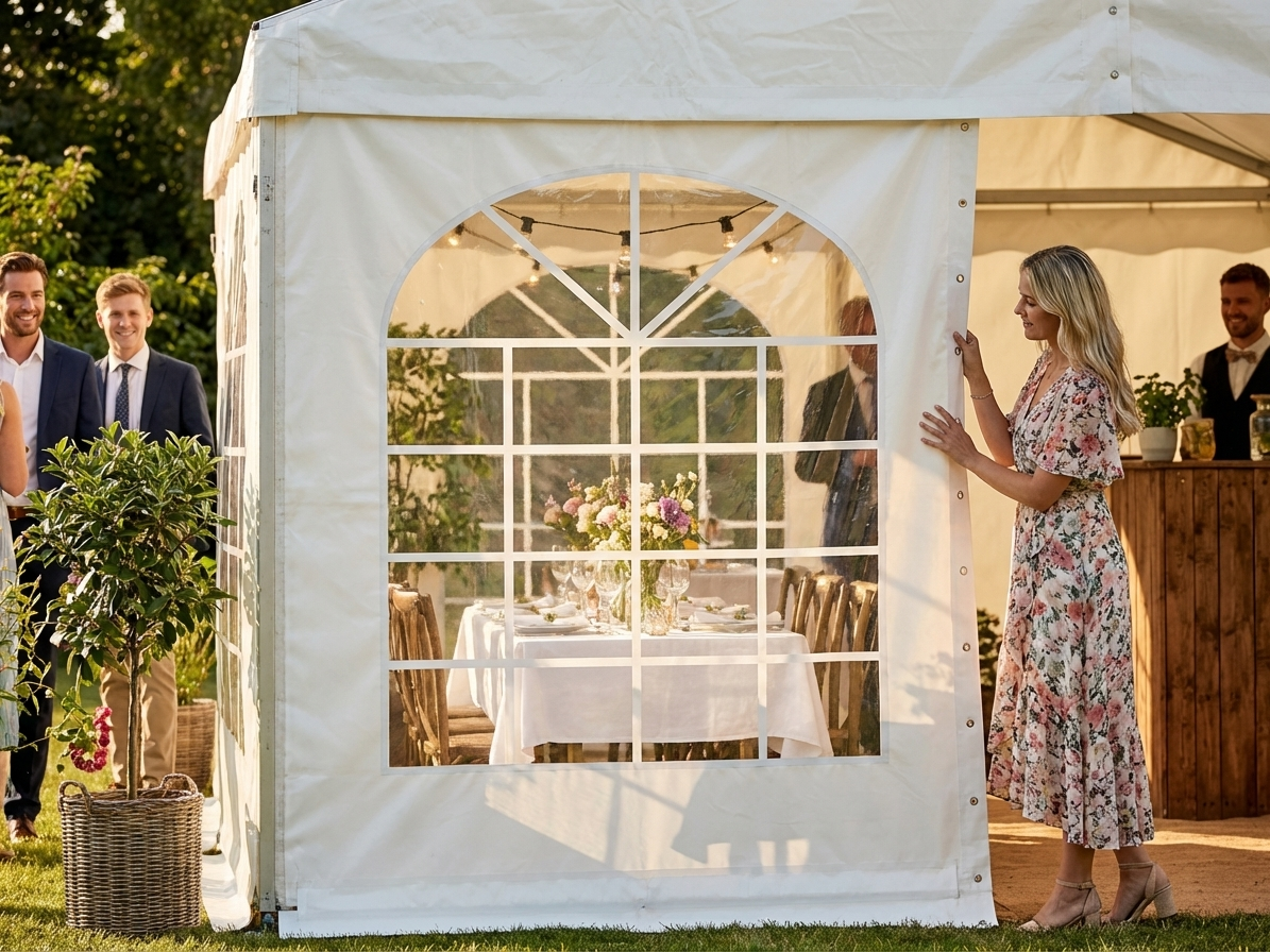 White marquee sidewall with window for outdoor events - view 3