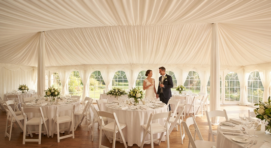 White marquee lining and leg curtain pack for 6x10 m marquee - product detail