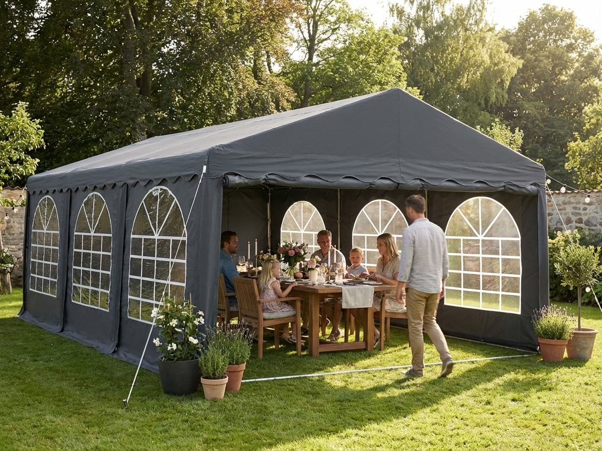 Dark grey marquee 3x6 m made from PVC/polyester for outdoor events - view 3