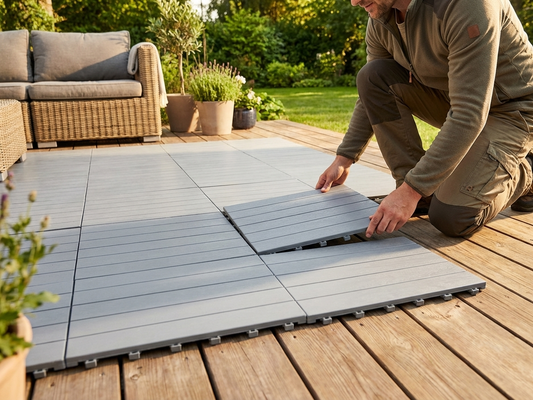 Grey plastic flooring made from high quality polyethylene - product detail