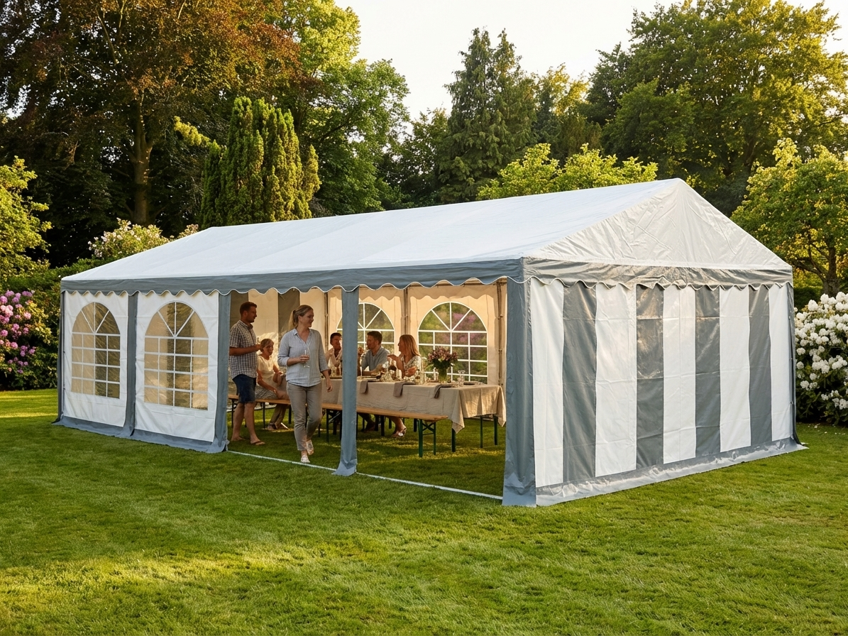 4x10m PVC Marquee in Grey/White with Galvanised Steel Frame - view 3