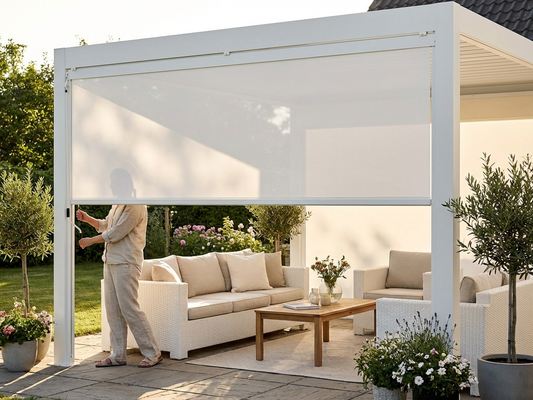 White sidewall screen for pergola gazebo - product detail