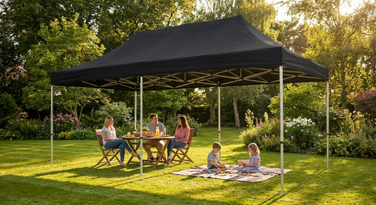 Black pop-up gazebo with aluminium frame for outdoor events - product detail