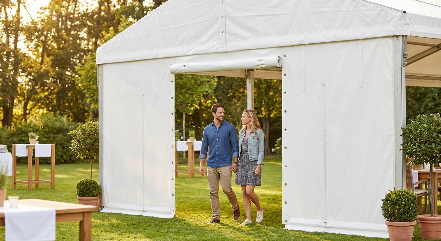 Polyethylene tarpaulin endwall, 6m white, UV and water-resistant - view 3