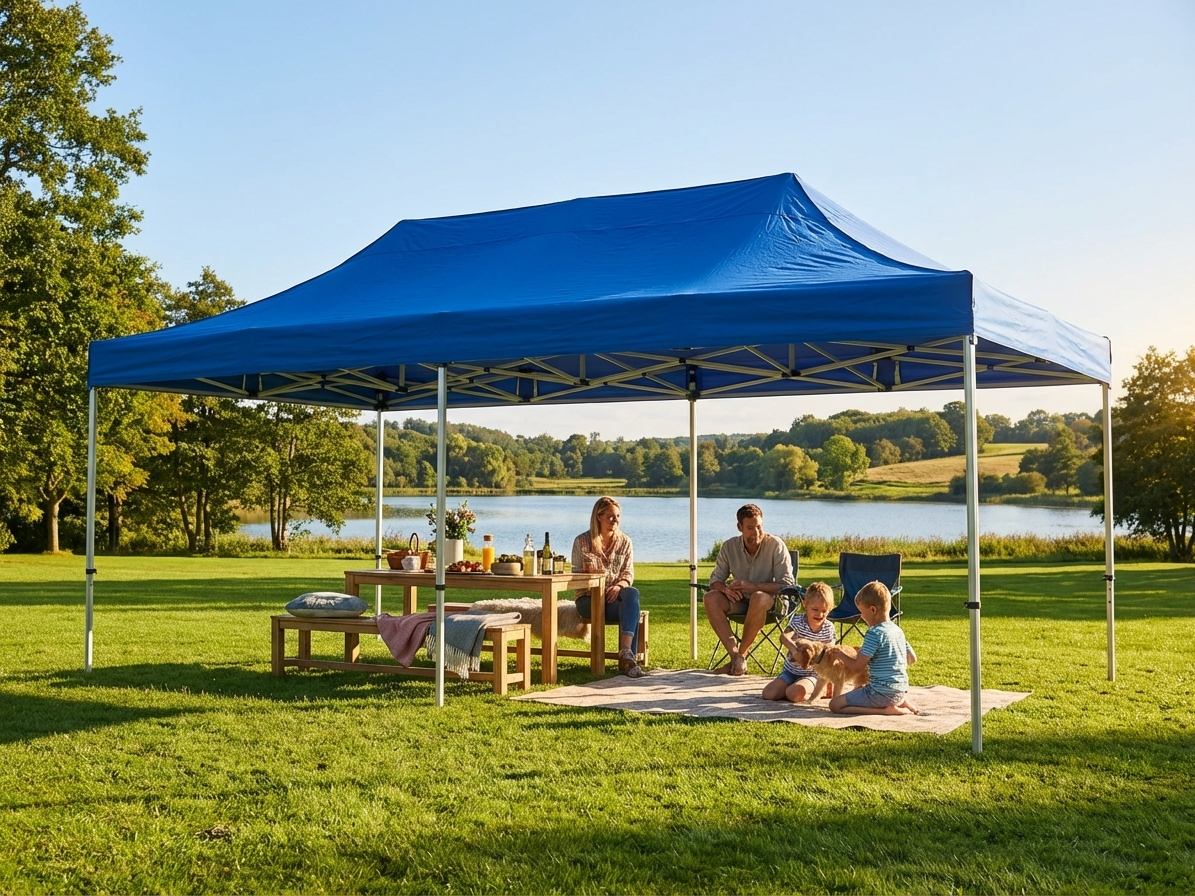 Blue pop-up gazebo 4x8 m with aluminium frame for outdoor events - view 3