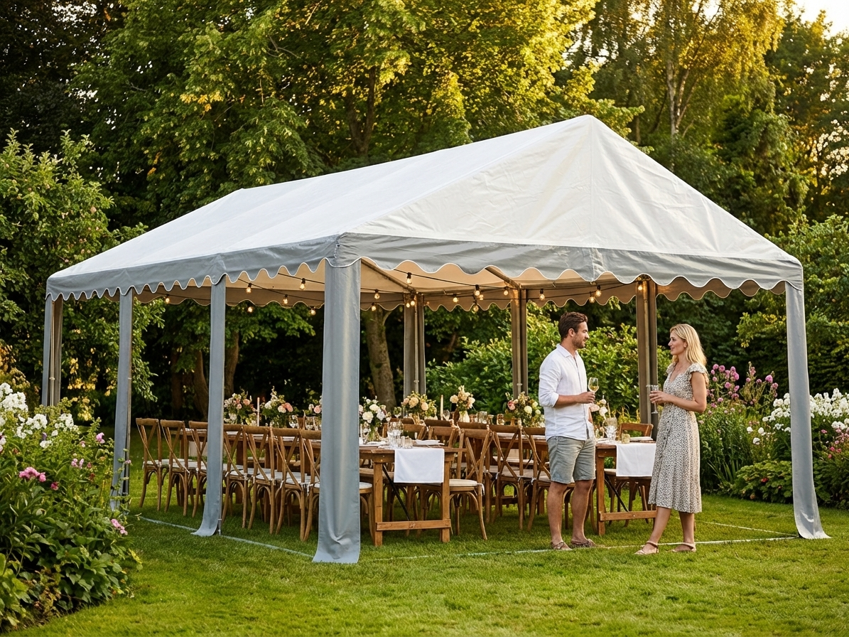PVC roof cover for marquee 4x10m in white and grey - view 3