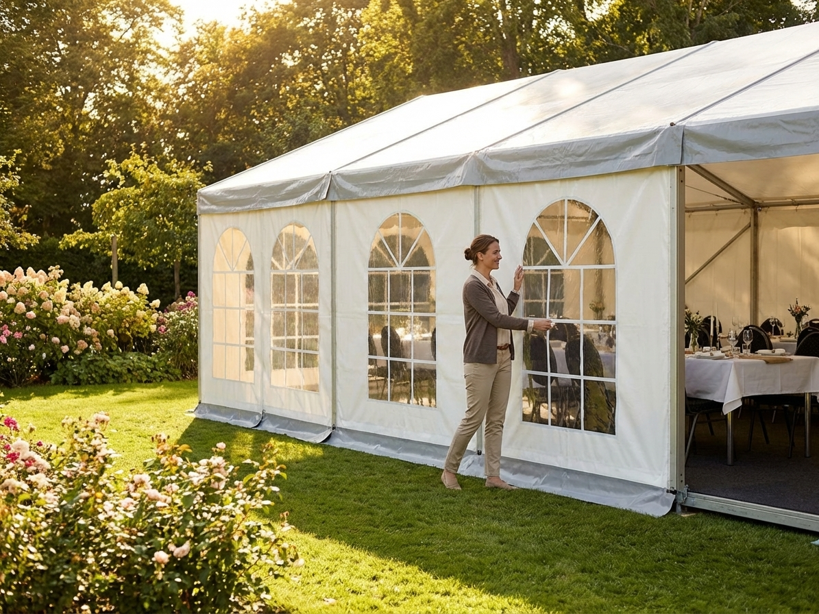 10m White/Grey Marquee Sidewall made of Polyethylene Tarpaulin - view 3