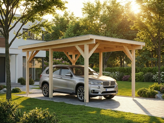 Natural wooden carport made from Nordic Spruce, 3.6x5.12m - product detail