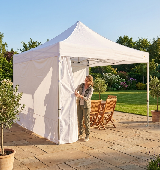 White sidewall for event tent, 4 metres wide, polyester with PVC backing - product detail