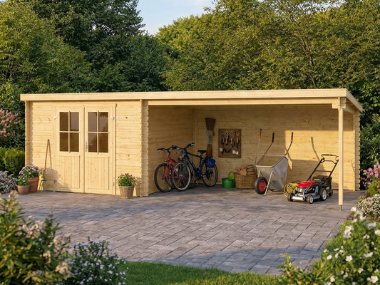Wooden garden shed made from Nordic Spruce, natural finish - product detail