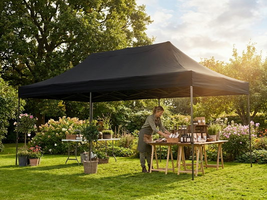 Black gazebo roof cover 4x6m for outdoor use - product detail