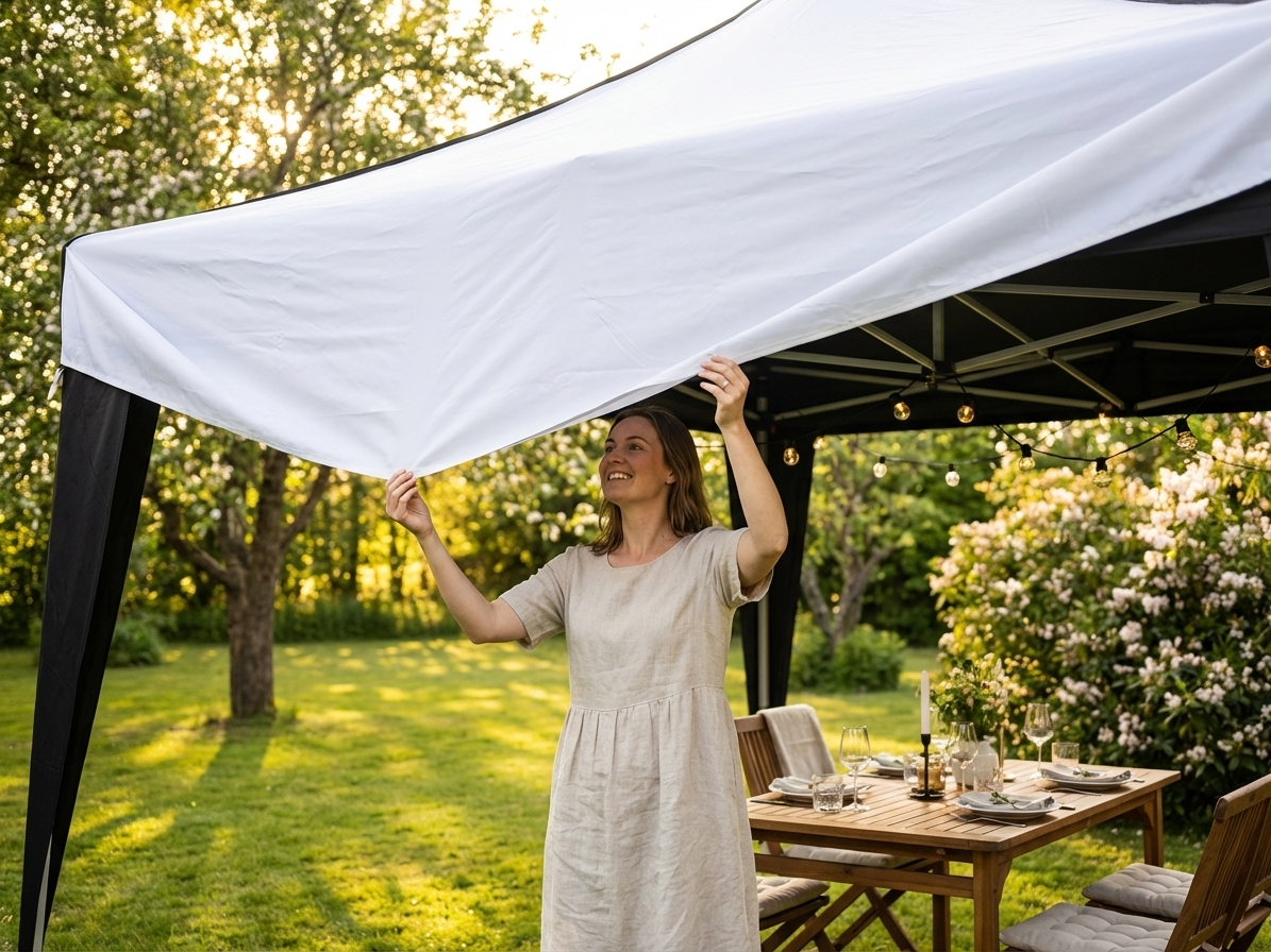 White roof lining for 4x6m pop up gazebo, polyester material - view 3