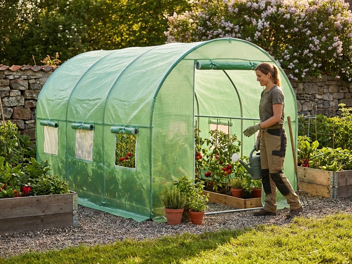 Green polytunnel greenhouse cover, 2x3x2m, polyethylene material - view 3