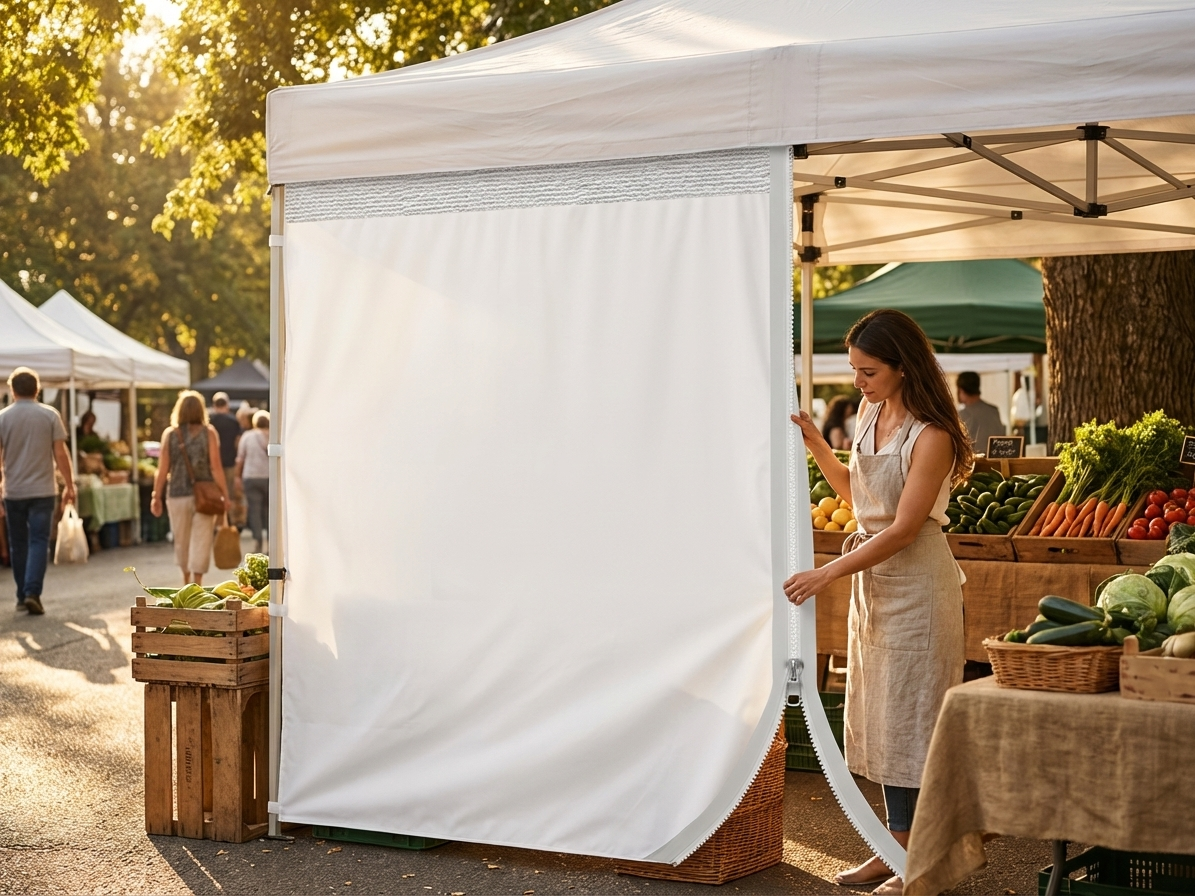 White sidewall with zipper for outdoor tents - view 3