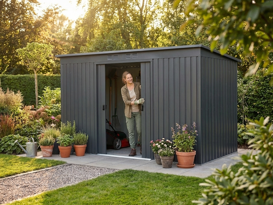 Anthracite garden shed made of galvanised steel - product detail