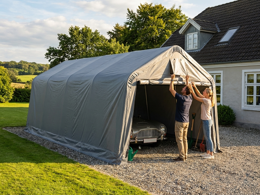 Portable garage roof cover 3.6x7.2m in grey for outdoor protection - product detail