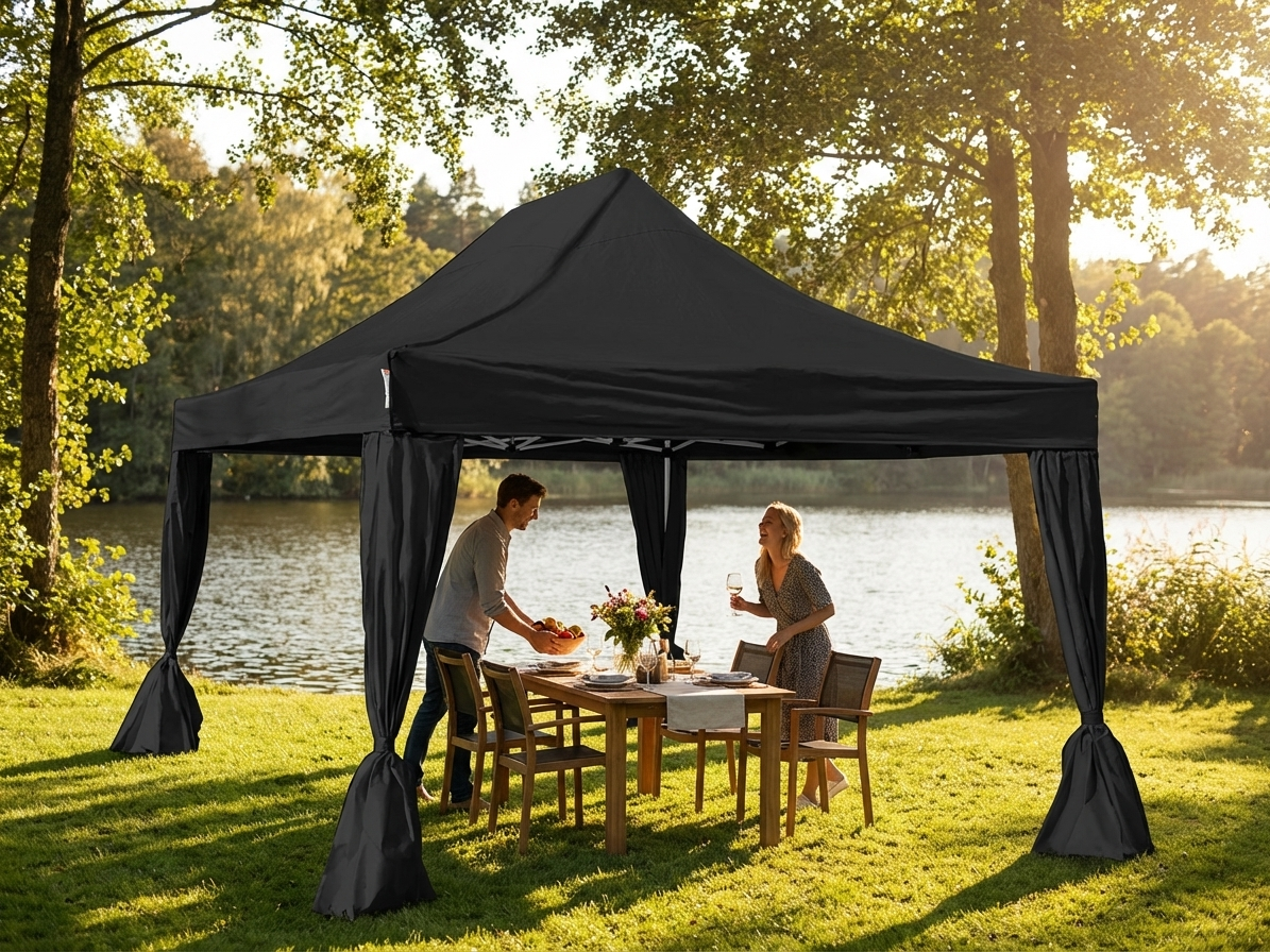 Pop up gazebo with black steel frame for outdoor events - view 3