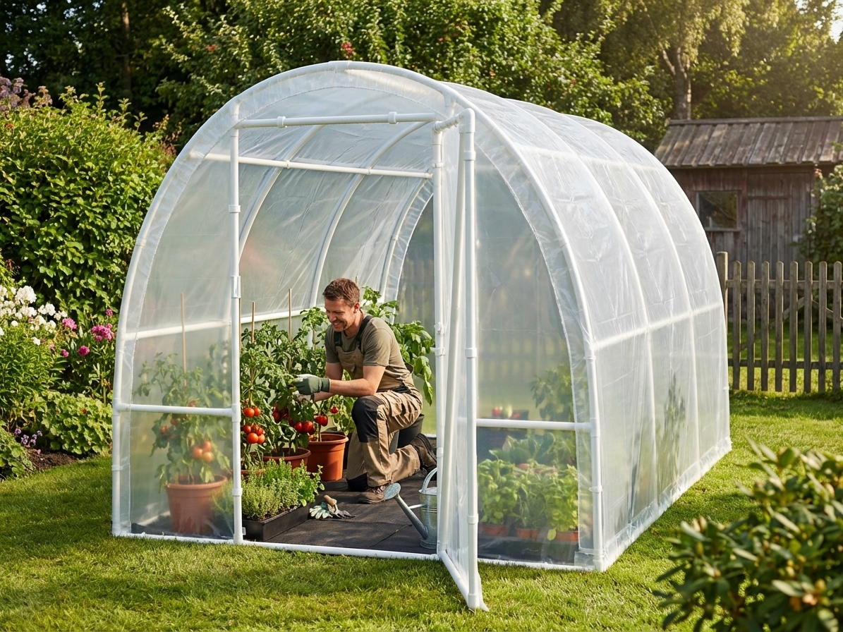 Transparent polytunnel greenhouse 2.2x4x1.9m with UV-resistant foil - view 3