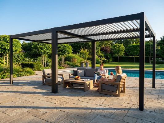 Bioclimatic Pergola Gazebo in Black/White for garden and patio - product detail