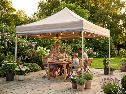 Pop up gazebo 4x4m in latte colour with aluminium frame for outdoor use - product detail