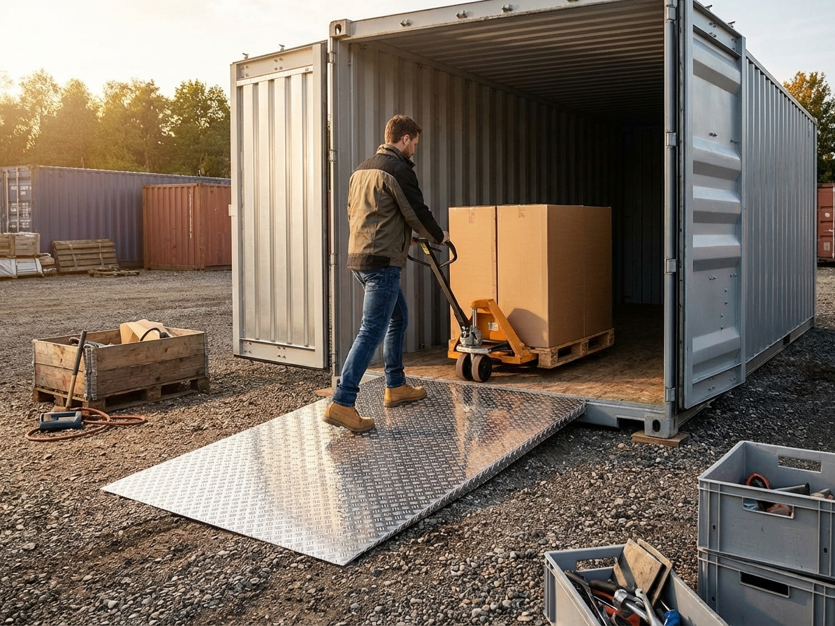 Aluminium access ramp for warehouse and container use - view 3