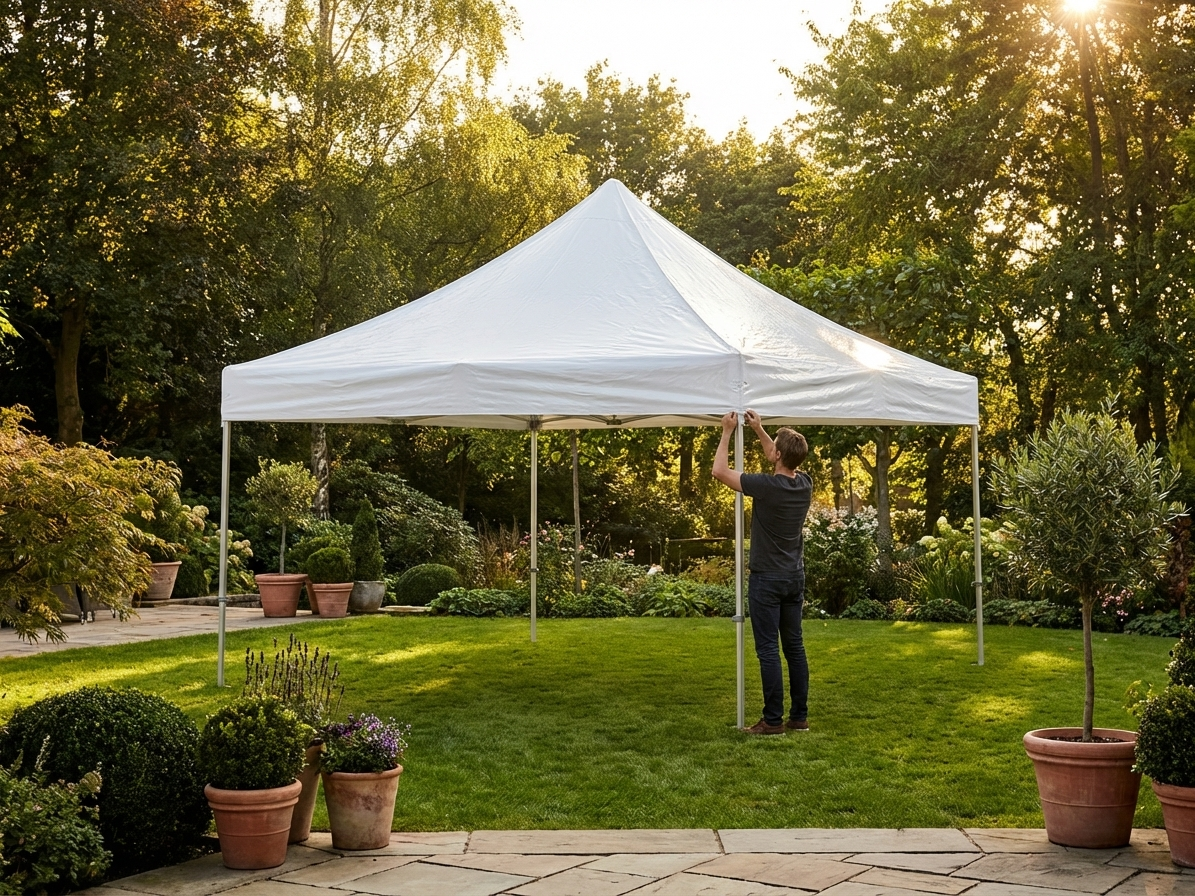 White PVC gazebo roof cover for 4x4 m structure - view 3