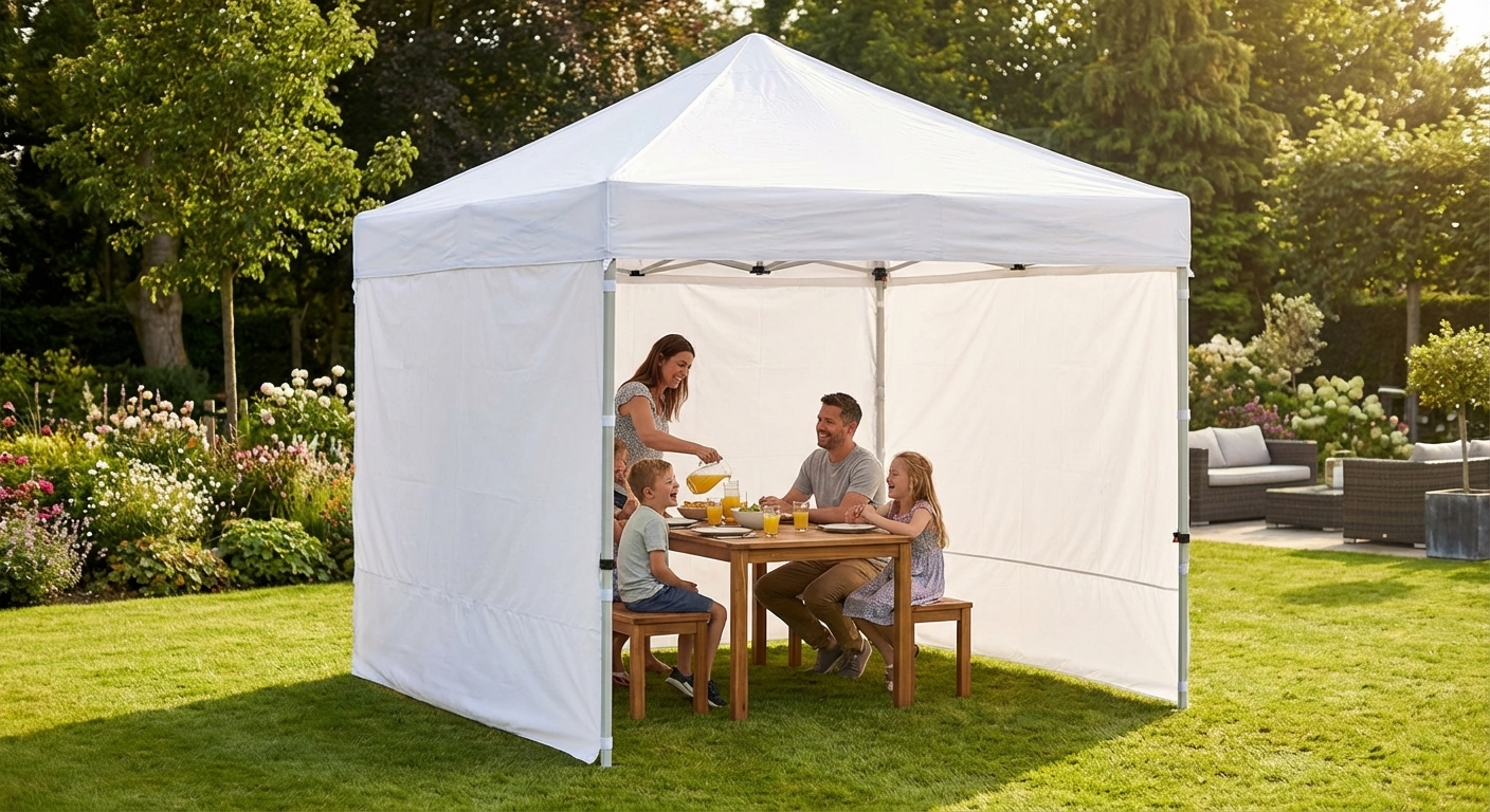 White pop-up gazebo with steel frame for outdoor events - view 3