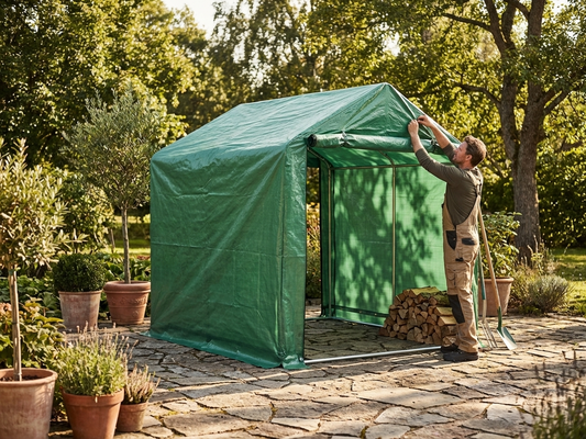Green polyethylene roof cover for 2.4x2.4m storage tent - product detail