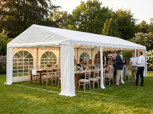 White PVC marquee 4x8m with steel frame for outdoor events - product detail