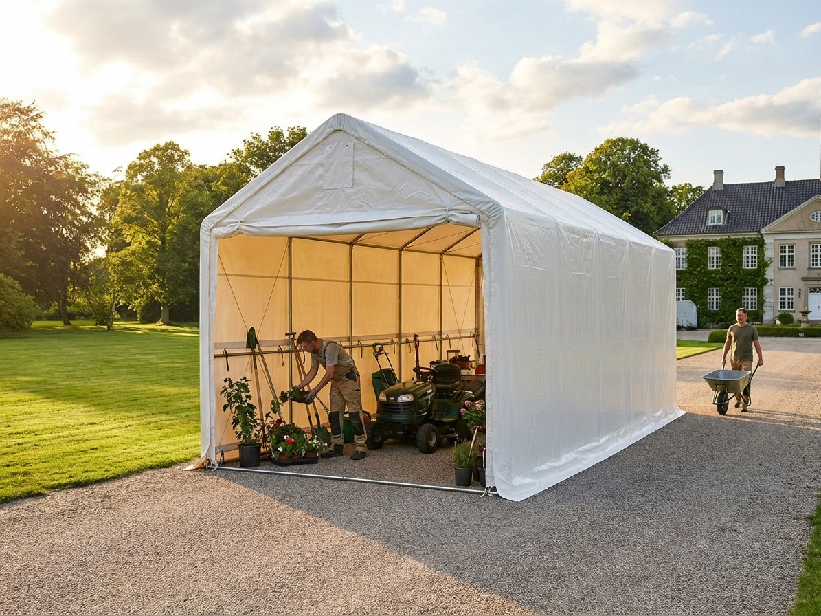 White PVC storage shelter 4x10 m for industrial and warehouse use - view 3