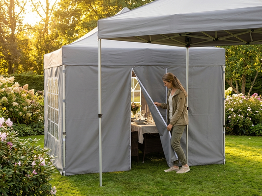 Grey sidewall for FleXtents 3m, featuring durable polyester and PVC backing - product detail