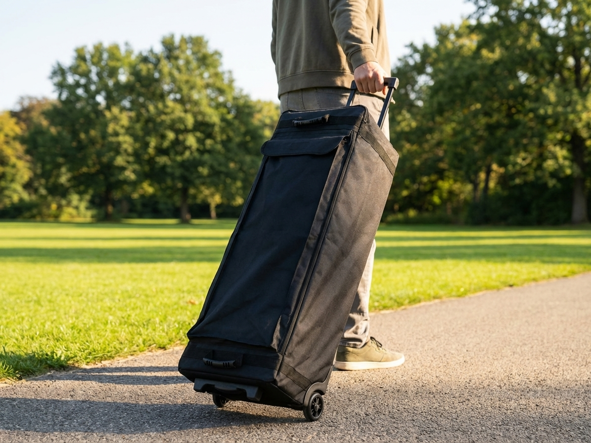 Black carry bag with wheels made from 600D Polyester - view 3