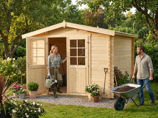 Natural wooden shed made from Nordic Spruce, ideal for garden use - product detail