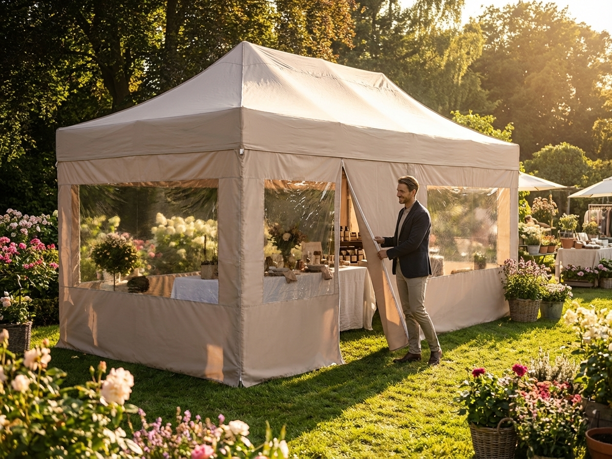 Gazebo sidewall kit in latte colour, 4x8m size for outdoor use - view 3