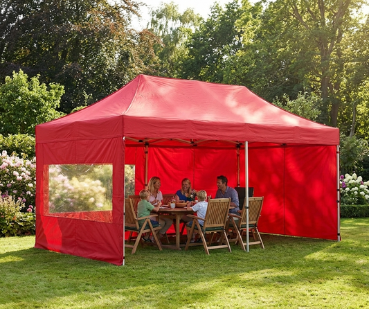 Red 3x6 m pop-up gazebo with steel frame for outdoor events - product detail