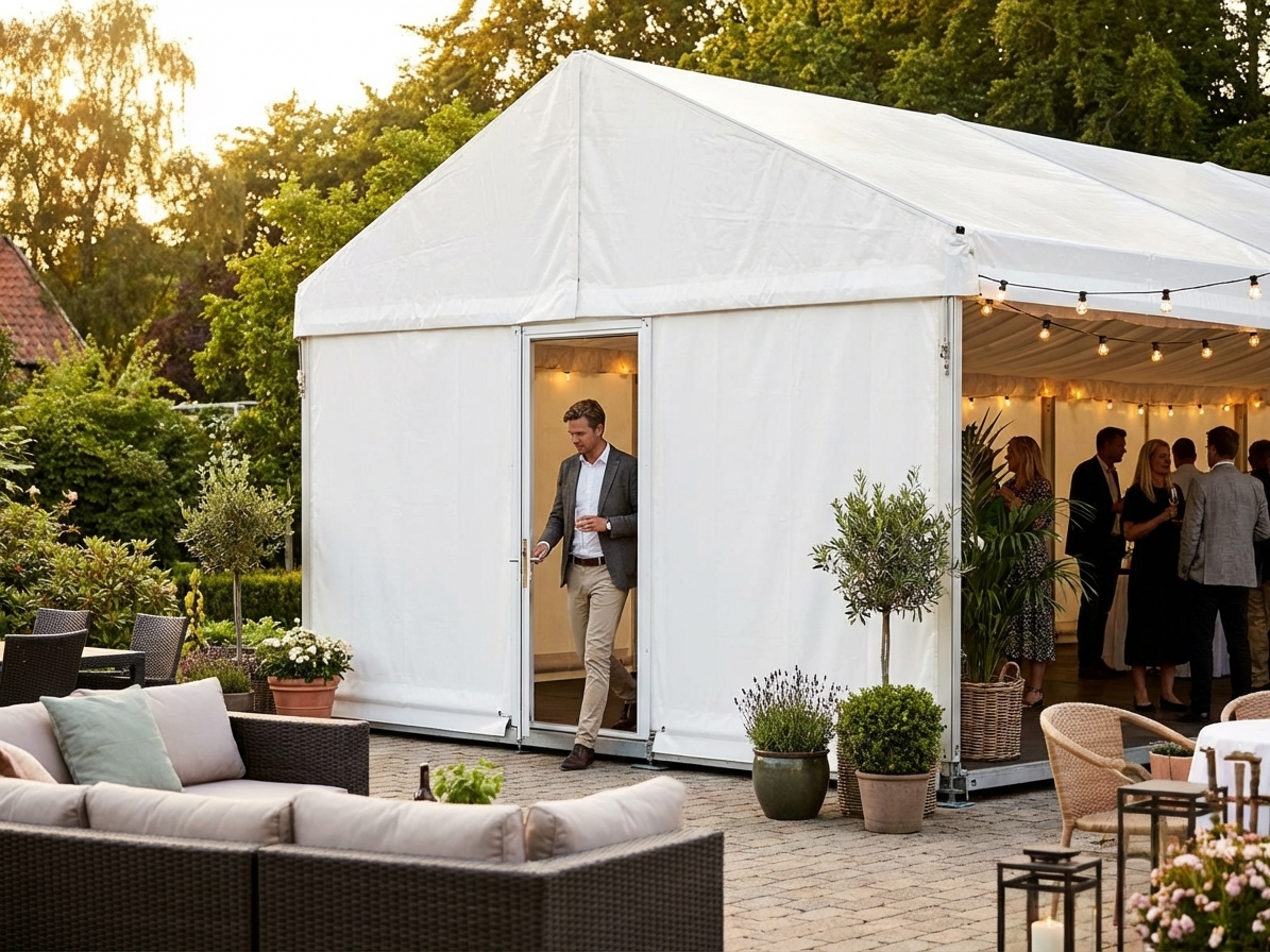 PVC endwall with narrow door, 6m white, outdoor shelter - view 3