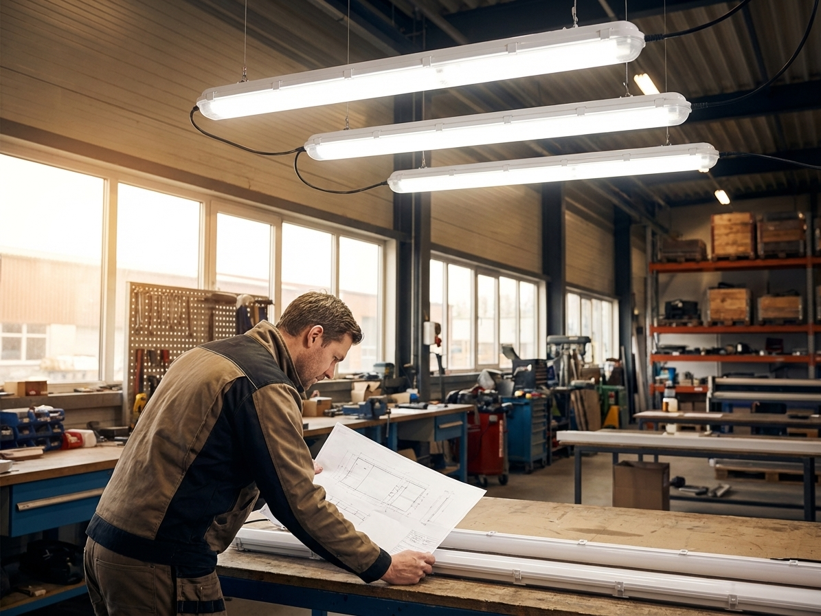 Industrial LED Fixture in white, made from polycarbonate - view 3