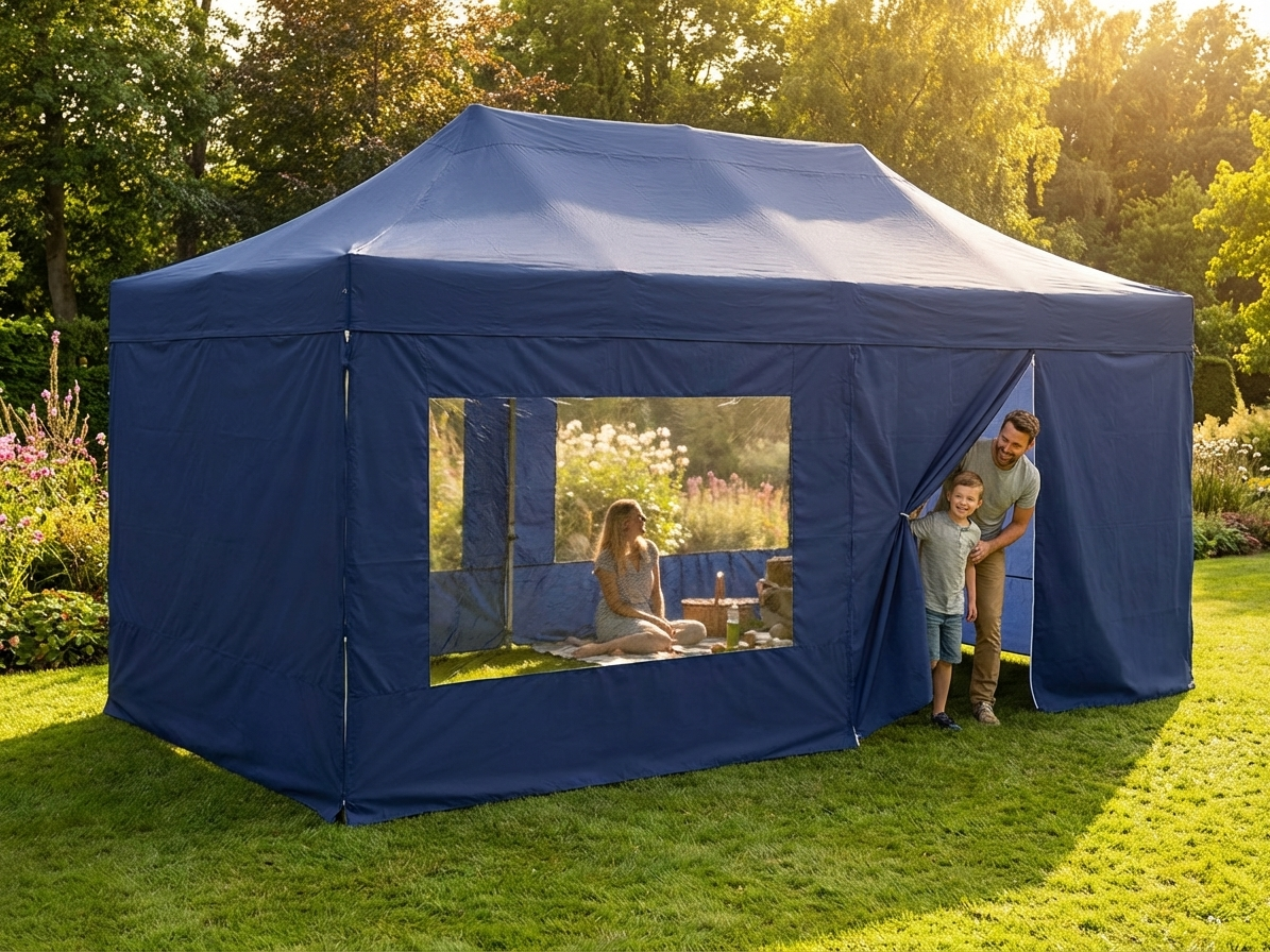 Dark blue pop up gazebo sidewall kit for outdoor events - view 3