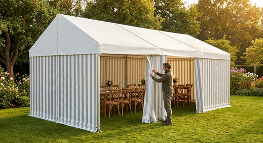 Marquee roof cover in White/Grey, strong PVC, for outdoor events - product detail
