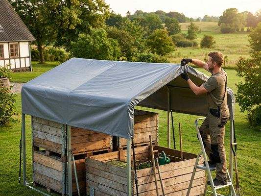Grey PVC roof cover for 4x6m storage shelter - product detail