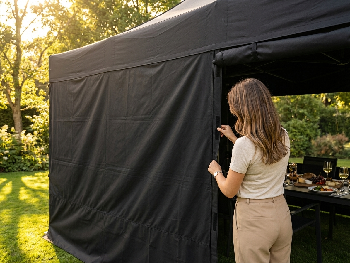 Black sidewall for FleXtents, 2m in width, UV and water-resistant - view 3