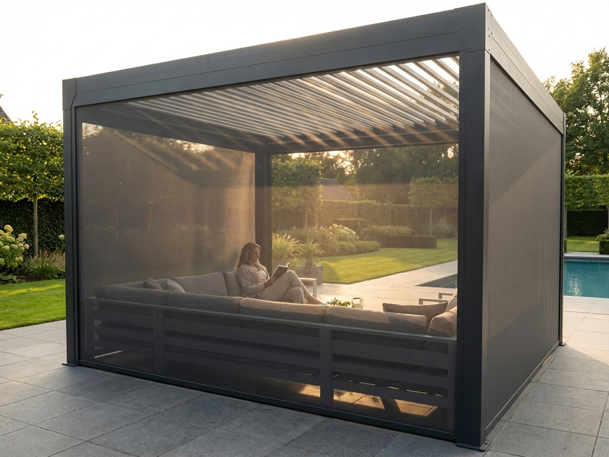 Dark grey pergola sidewall for outdoor use - view 3