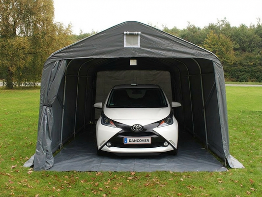 Portable garage in grey PVC with ground cover - product detail
