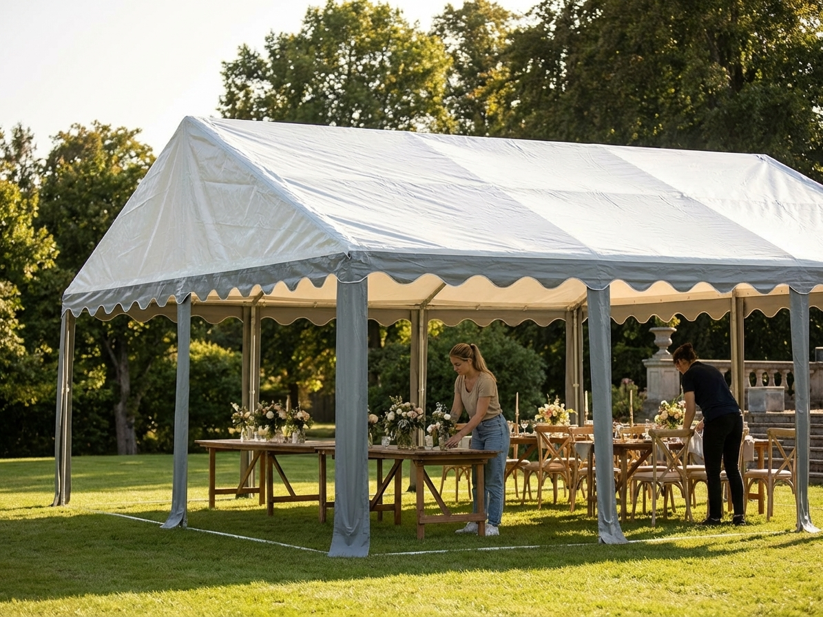 PVC Roof Cover for Marquees 5x6m White/Grey - view 3