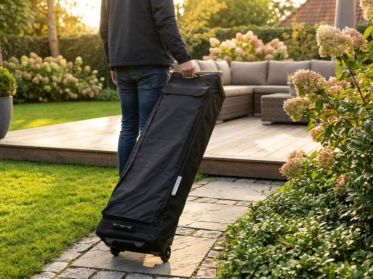 Black carry bag with wheels for easy transport, made from 600D polyester - view 3